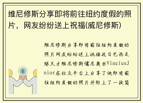 维尼修斯分享即将前往纽约度假的照片，网友纷纷送上祝福(威尼修斯)